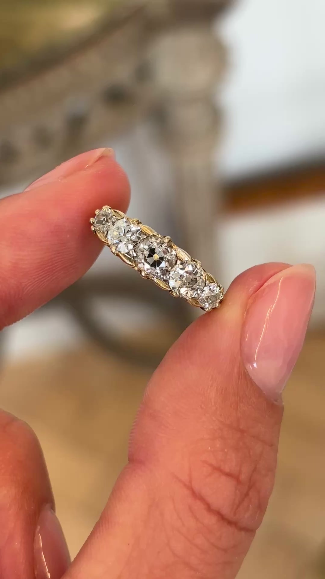Antique, Edwardian diamond half-hoop ring