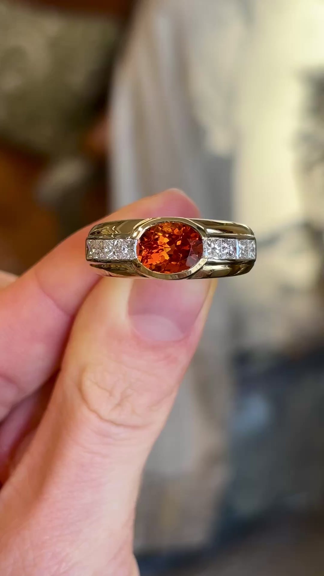 Vintage, citrine & diamond band