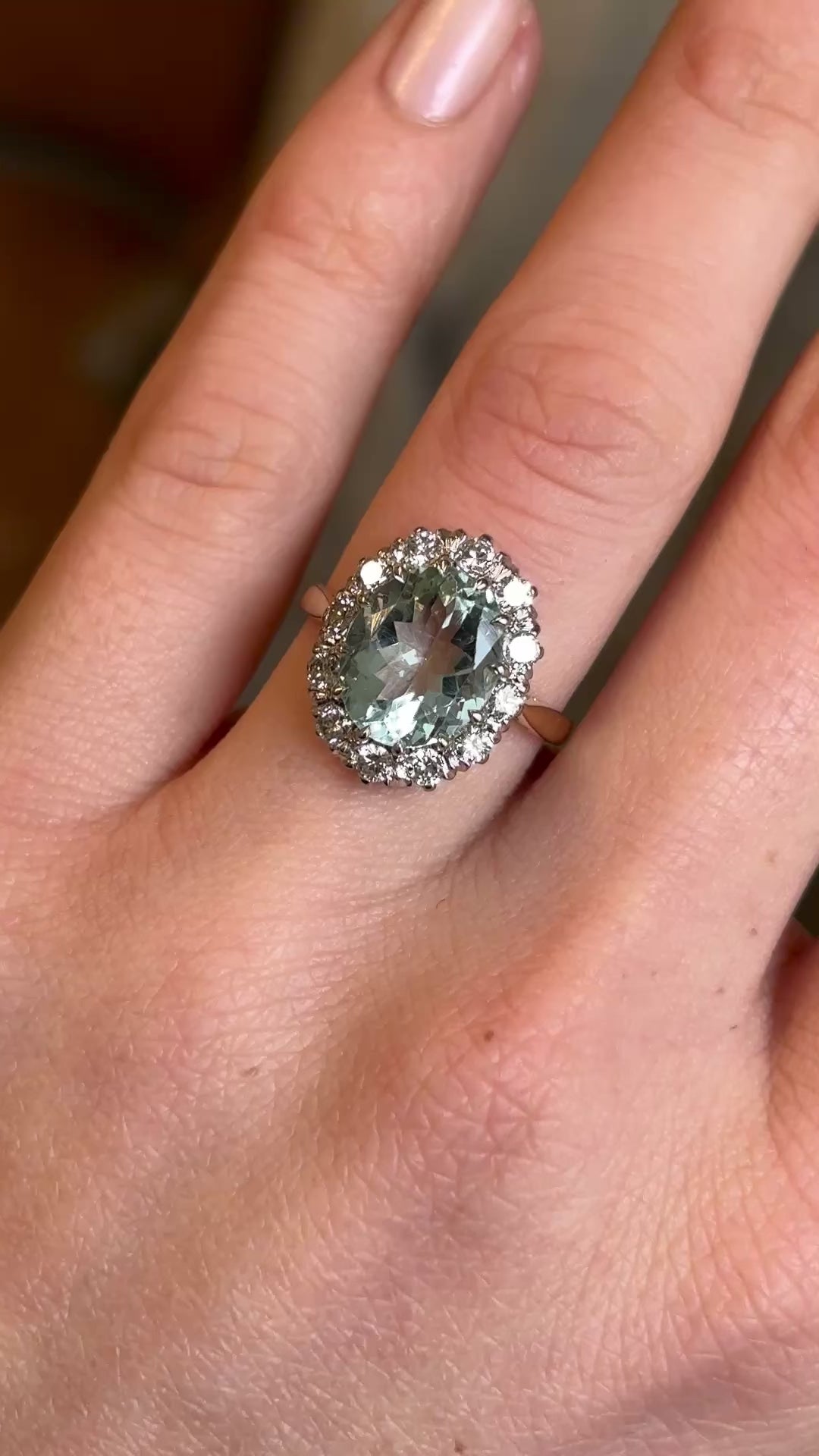 Antique, Edwardian aquamarine & diamond cluster ring
