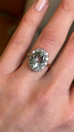 Antique, Edwardian aquamarine & diamond cluster ring