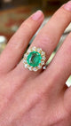Vintage, 1980s emerald & diamond cluster ring