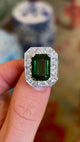 Vintage, Art Deco 5ct chrome green tourmaline & diamond cocktail ring