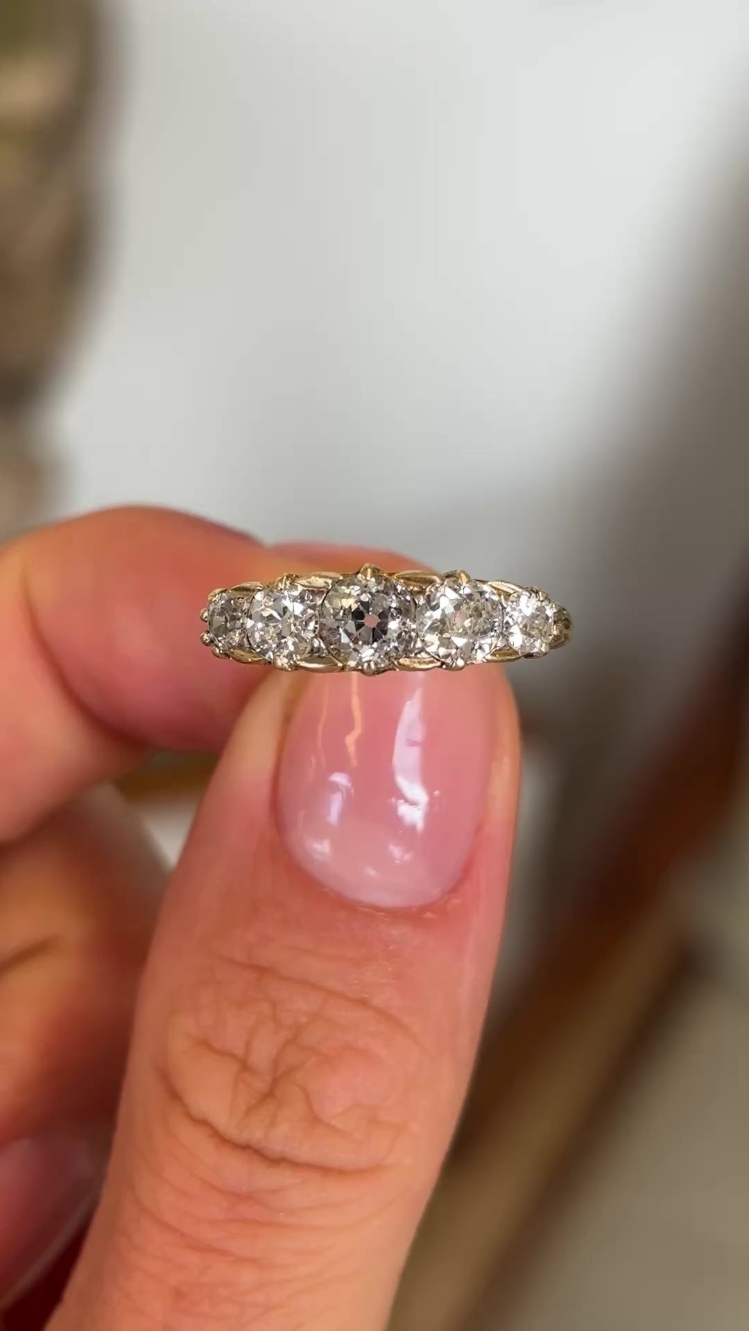 Antique, Edwardian diamond half-hoop ring