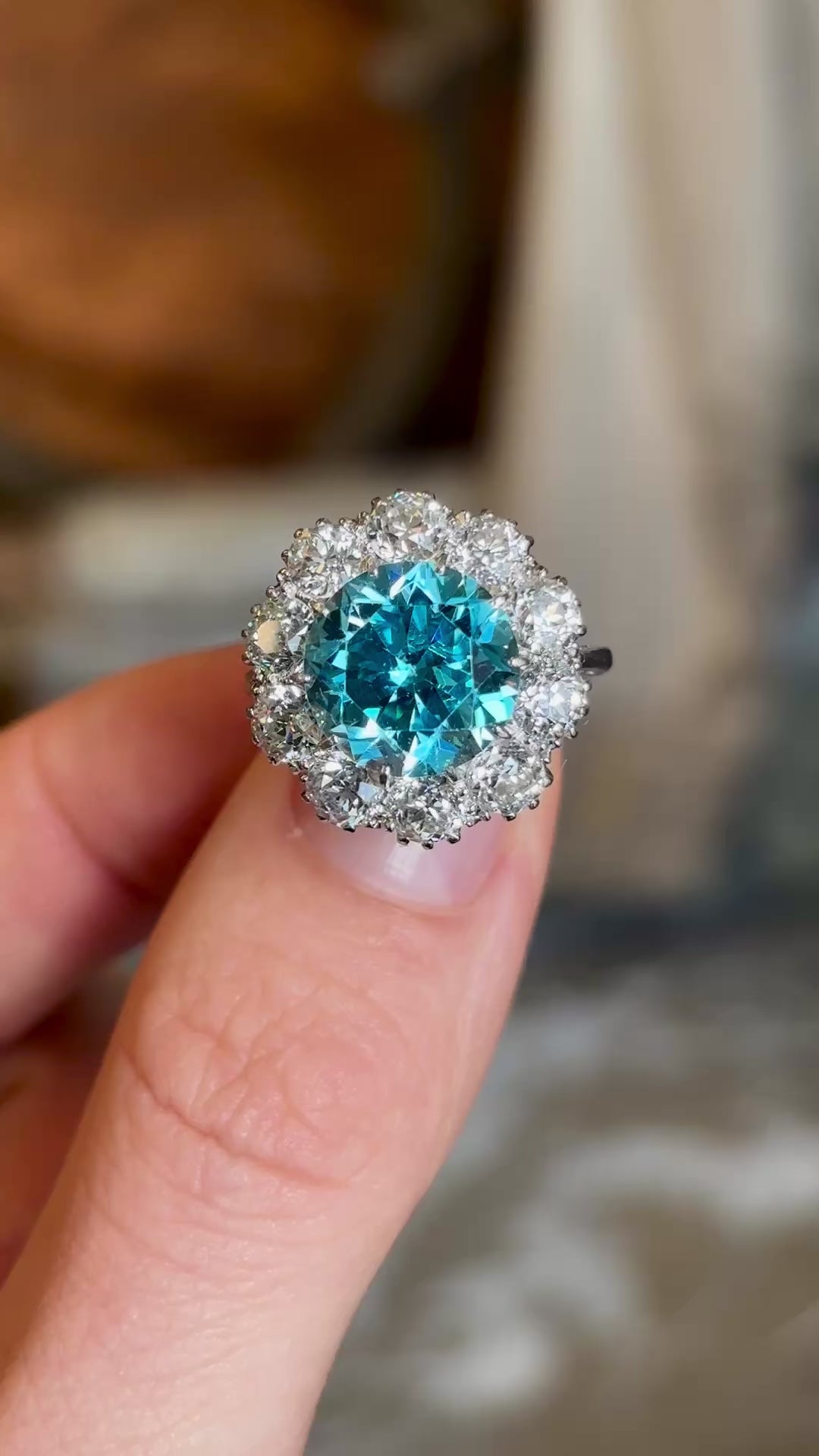 Vintage, 1980s zircon & diamond cluster cocktail ring