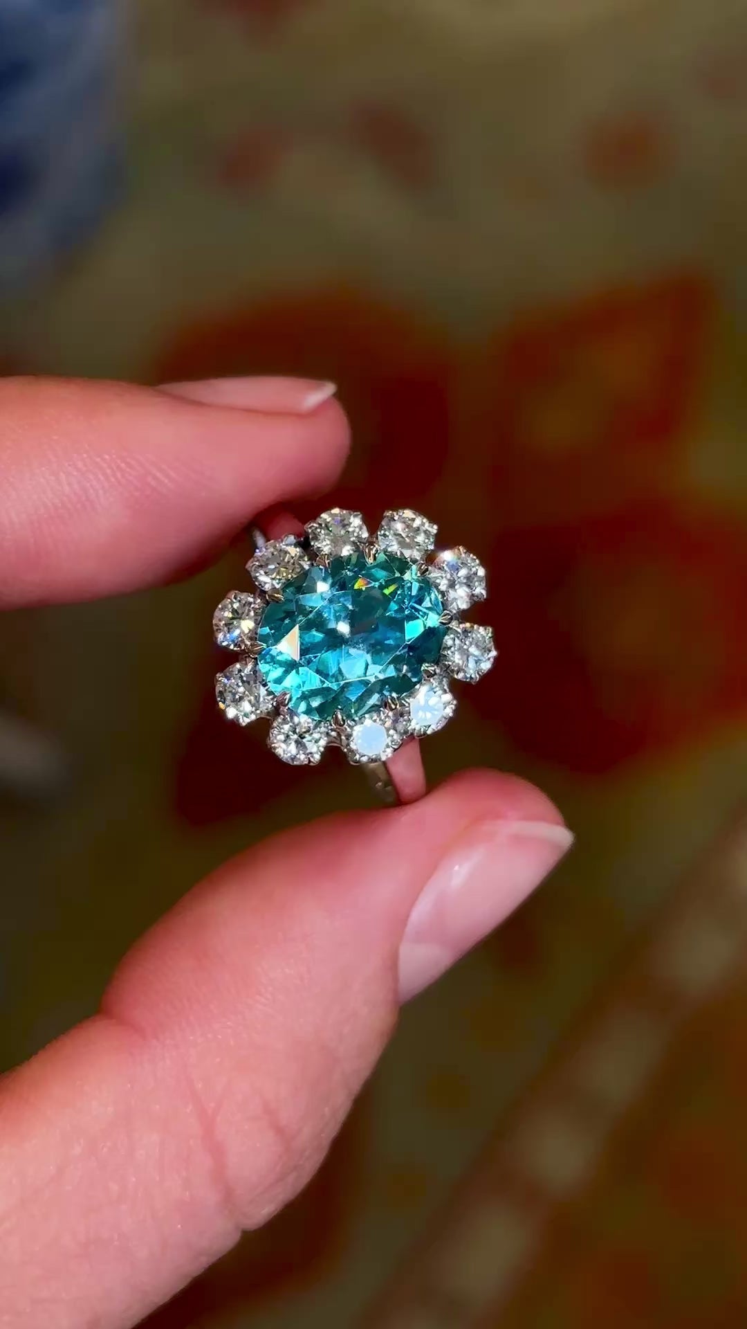Vintage, zircon & diamond cluster ring