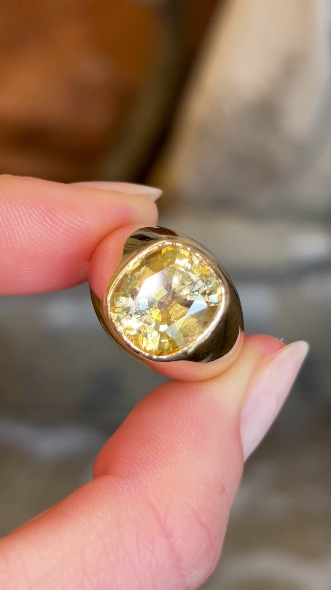 Vintage, 1950's Austrian 8ct cushion-cut yellow sapphire cocktail ring