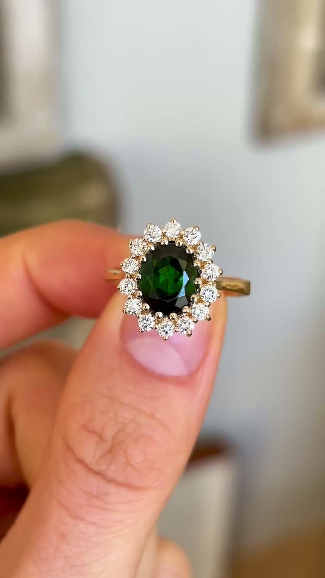Vintage, 1970s tourmaline & diamond cluster ring