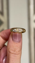 Antique, Edwardian pearl and diamond three-stone ring