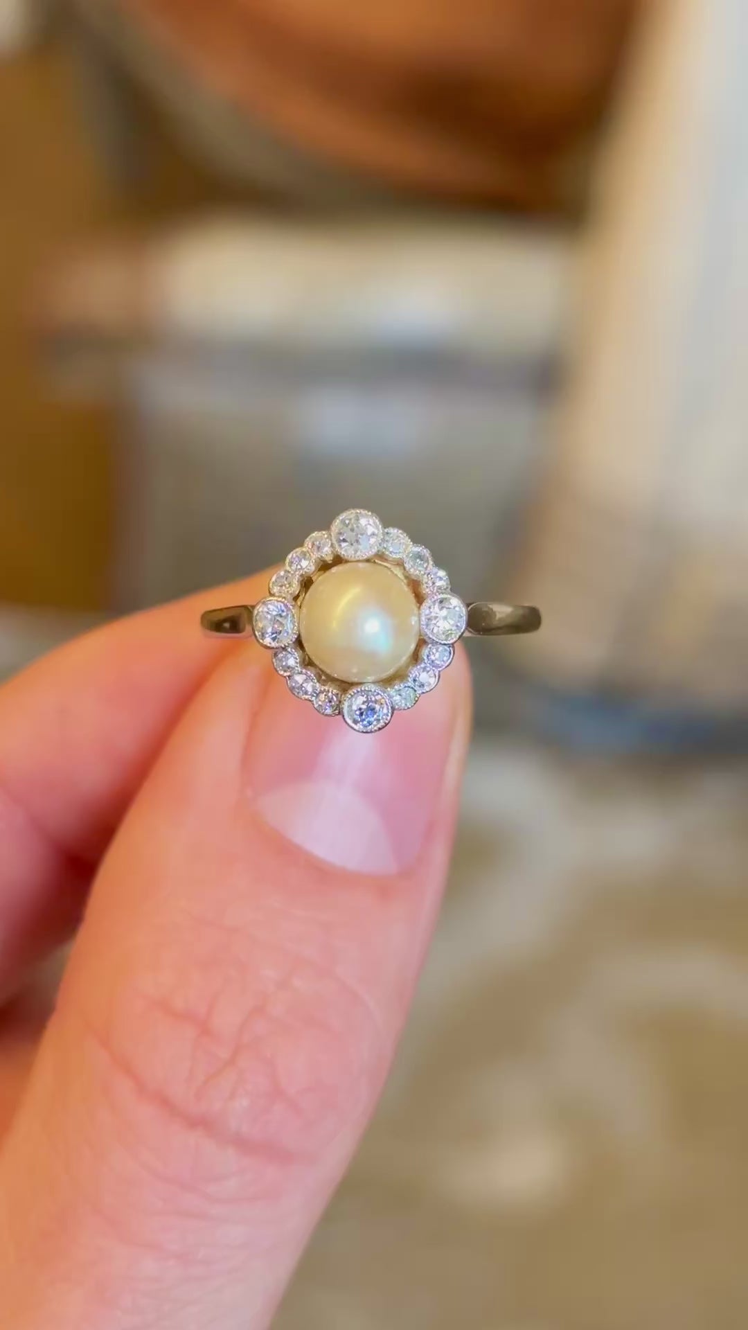 Antique, Edwardian pearl & diamond cluster ring