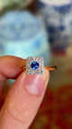 Vintage, Art Deco sapphire & diamond cluster engagement ring