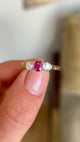 Antique, Victorian ruby & diamond three-stone ring
