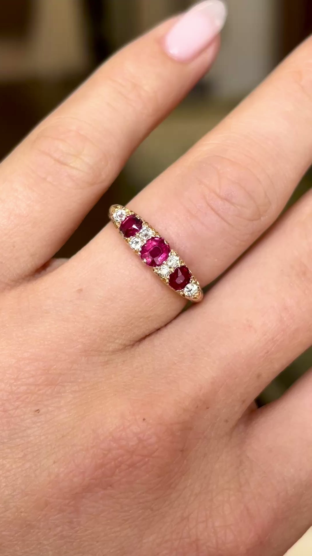 Antique, Victorian ruby & diamond half-hoop ring