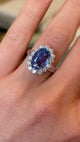 Vintage, 1960s ceylon sapphire & diamond cluster ring