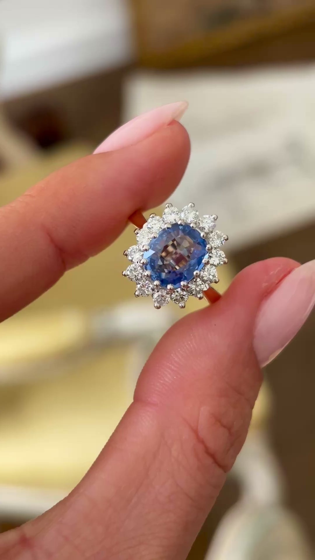 Vintage, 1980s sapphire & diamond cluster ring