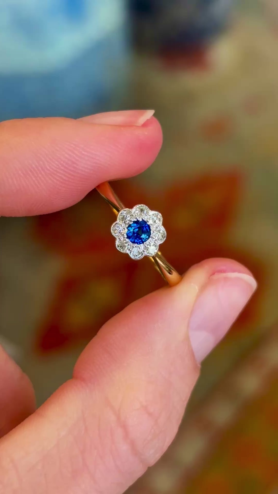 Antique, Edwardian sapphire & diamond cluster ring