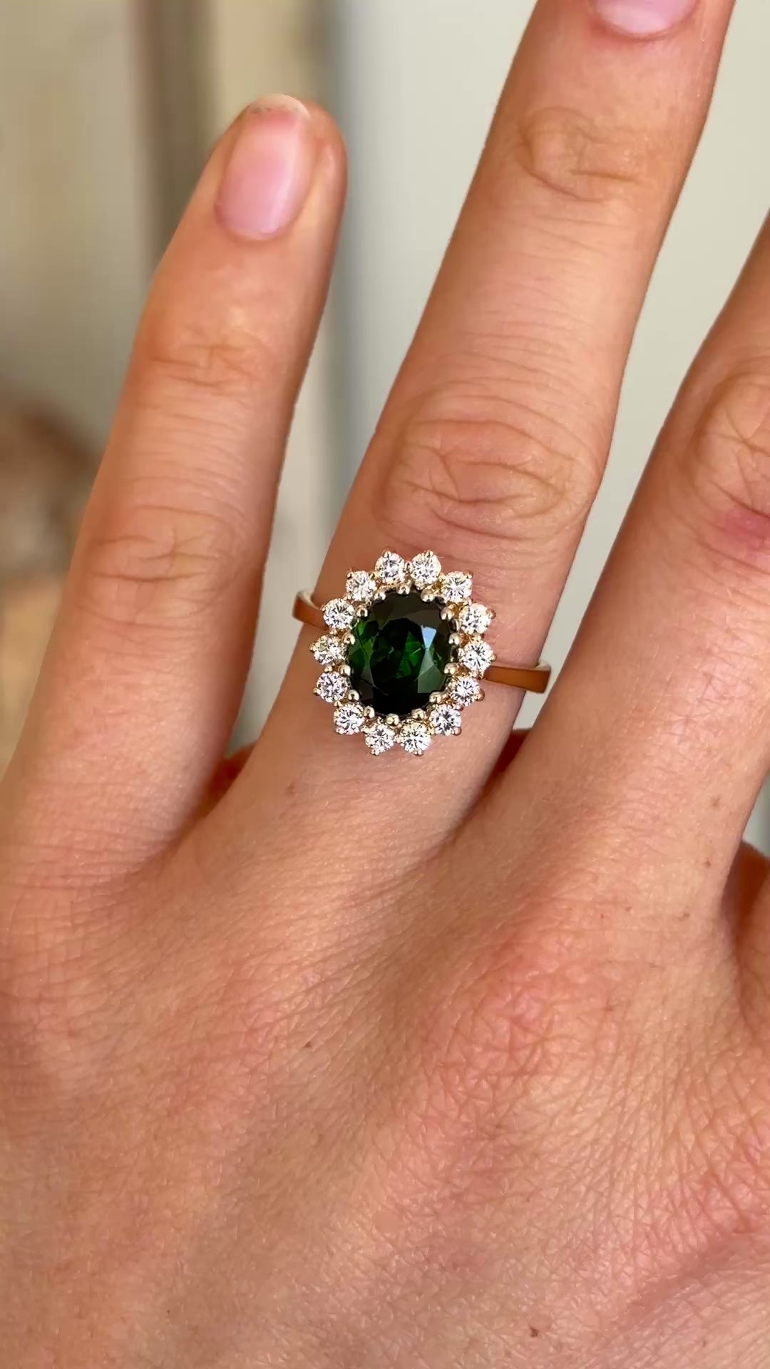 Vintage, 1970s tourmaline & diamond cluster ring