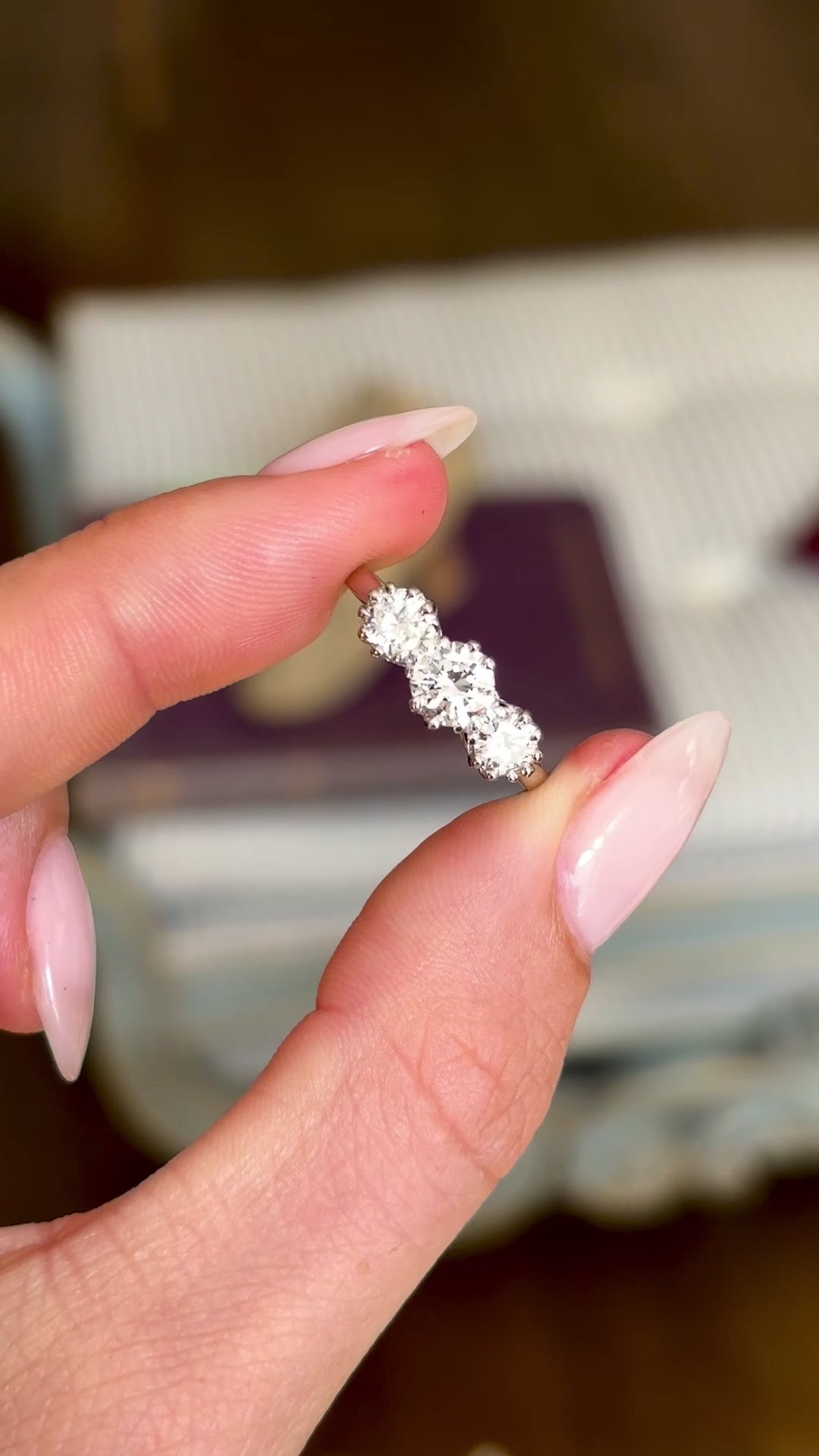 Vintage, Art Deco three-stone diamond engagement ring