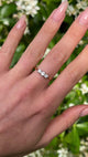 Vintage, 1950s Three-Stone Diamond Engagement Ring, 18ct Yellow Gold and Platinum worn on hand.