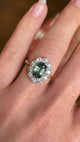 Vintage, 1940s green sapphire & diamond cluster ring