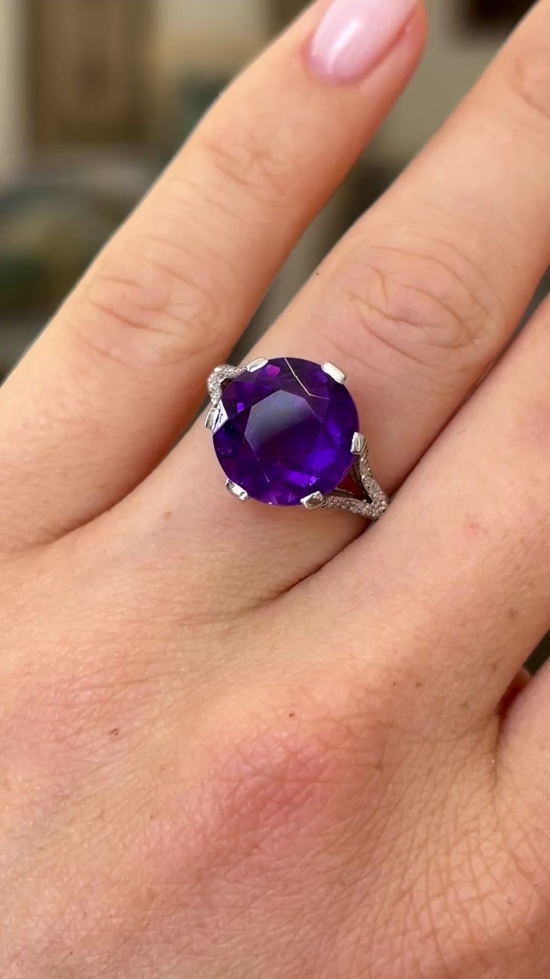Antique, French Belle Époque, amethyst and diamond ring