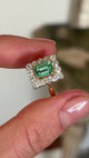 Antique, Edwardian emerald & diamond panel cluster ring