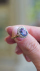 Vintage, 1980's Ceylon sapphire and diamond cluster ring