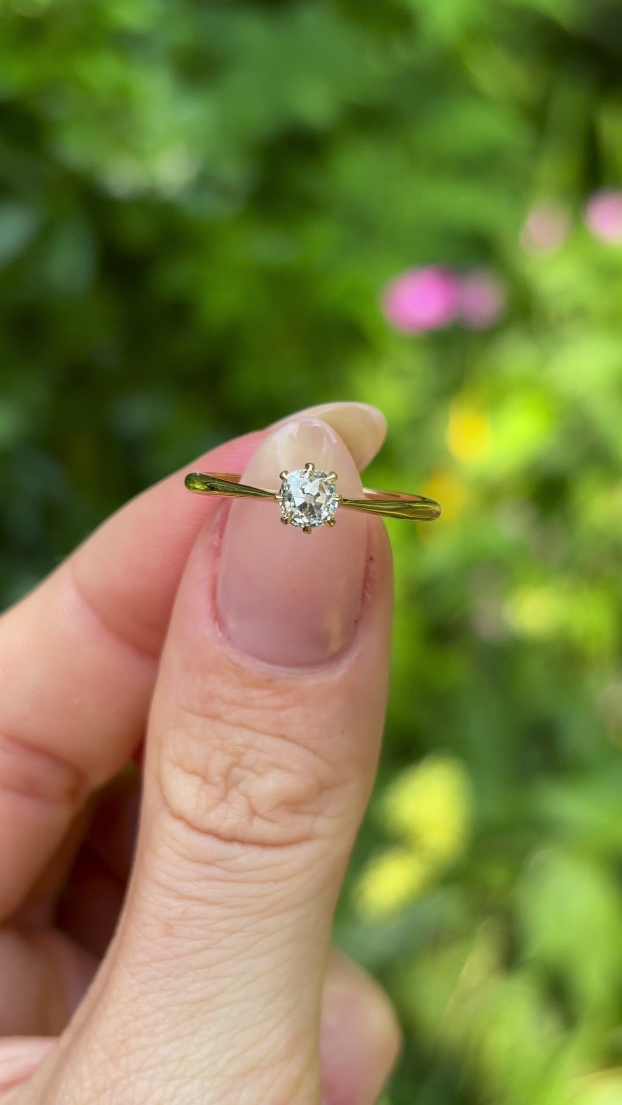 Antique, Edwardian solitaire diamond ring, 18ct yellow gold