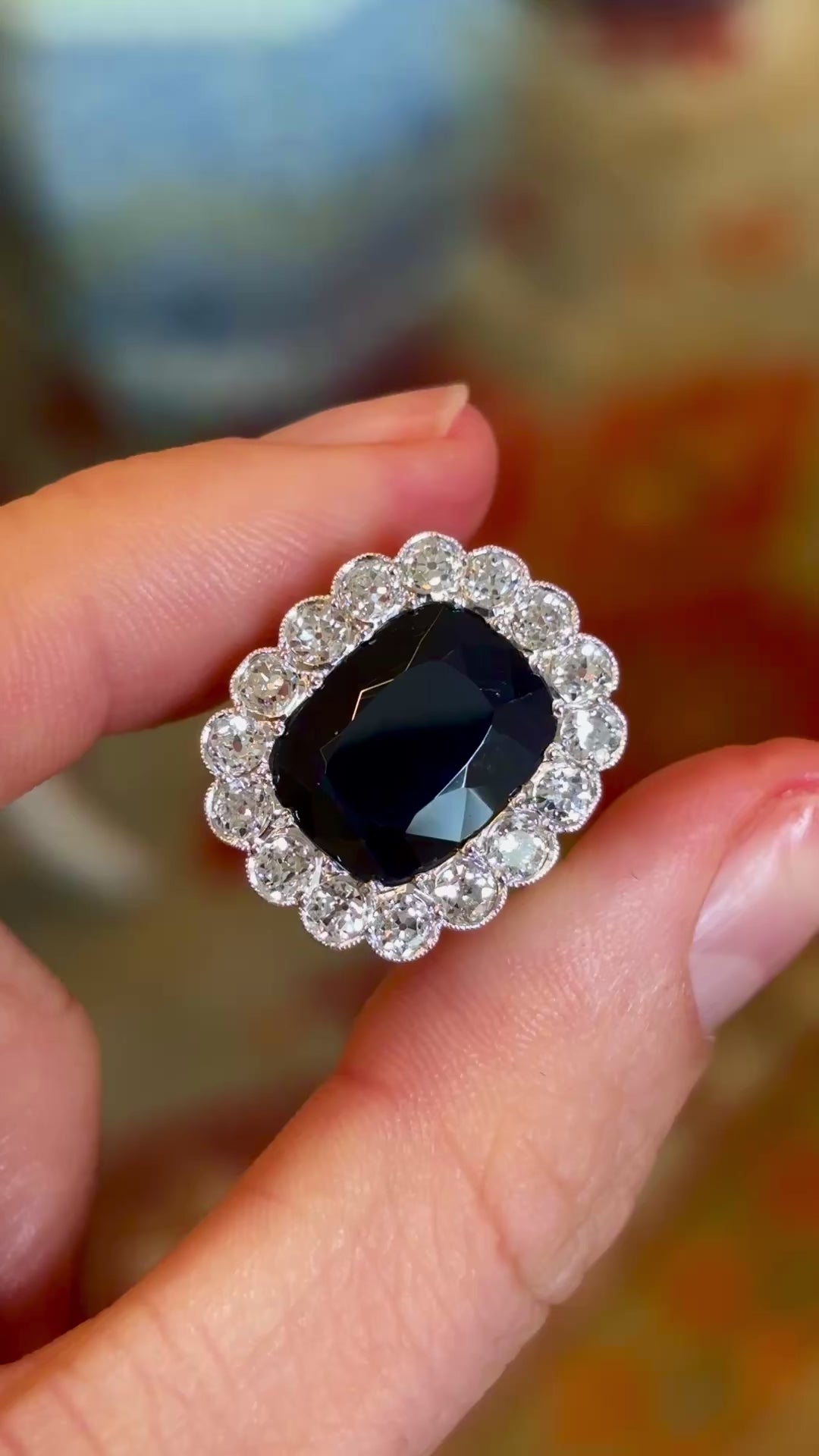 Antique, Belle Époque sapphire & diamond cluster ring