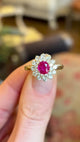 Vintage, pink sapphire & diamond cluster ring
