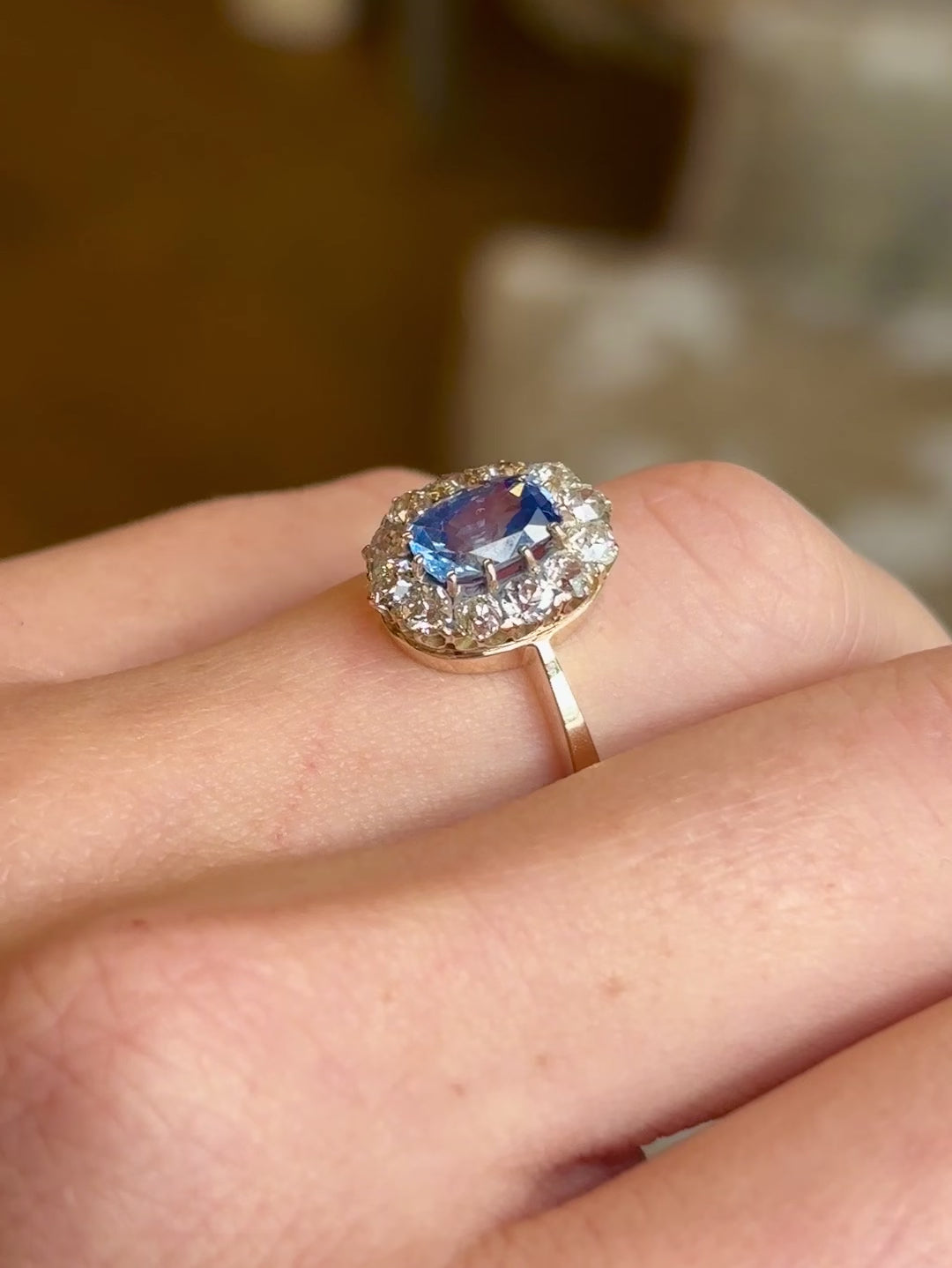 Antique, Edwardian sapphire & diamond cluster ring