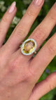 Vintage, Citrine and Diamond Cluster Ring, 18ct Yellow Gold and Platinum worn on hand.