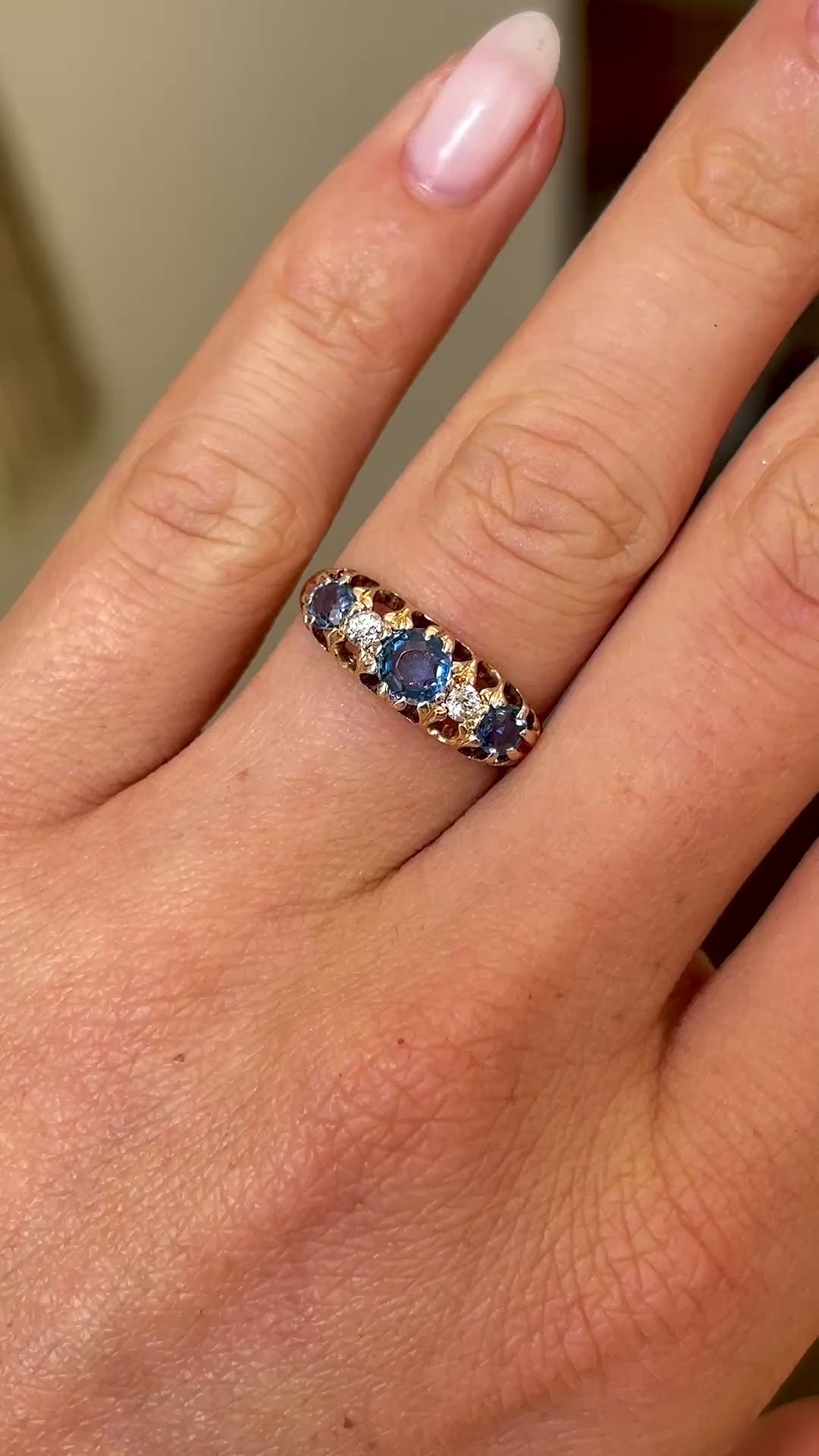 Antique, Edwardian sapphire & diamond five-stone ring
