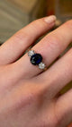 Vintage, 1950s dark blue sapphire and diamond three-stone engagement ring
