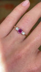 Antique, Edwardian ruby & diamond three-stone ring
