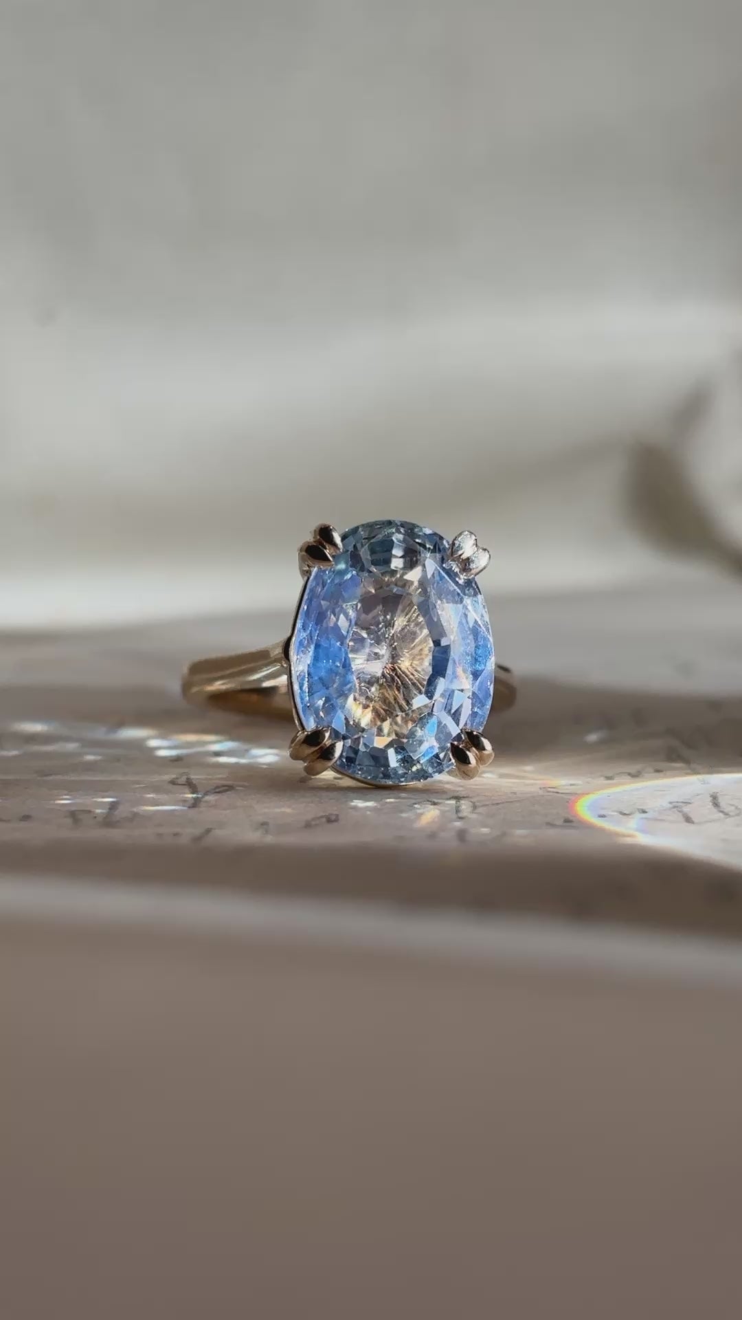 12.38ct Antique-cut Light blue sapphire cocktail ring