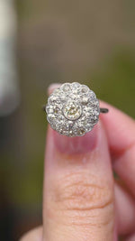 Antique Edwardian, subtly tinted old-cut diamond cluster ring