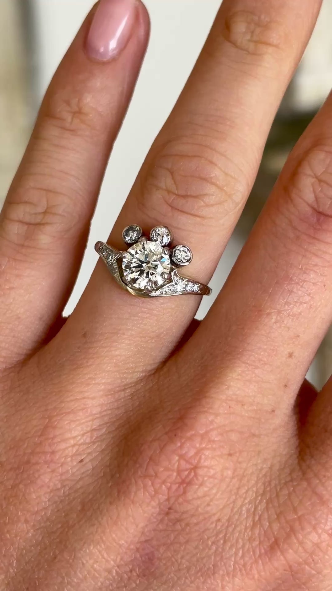 Vintage, 1950s unusual diamond engagement ring
