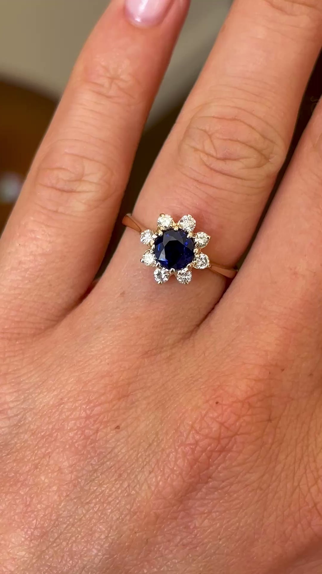 Vintage, 1970s sapphire & diamond cluster ring