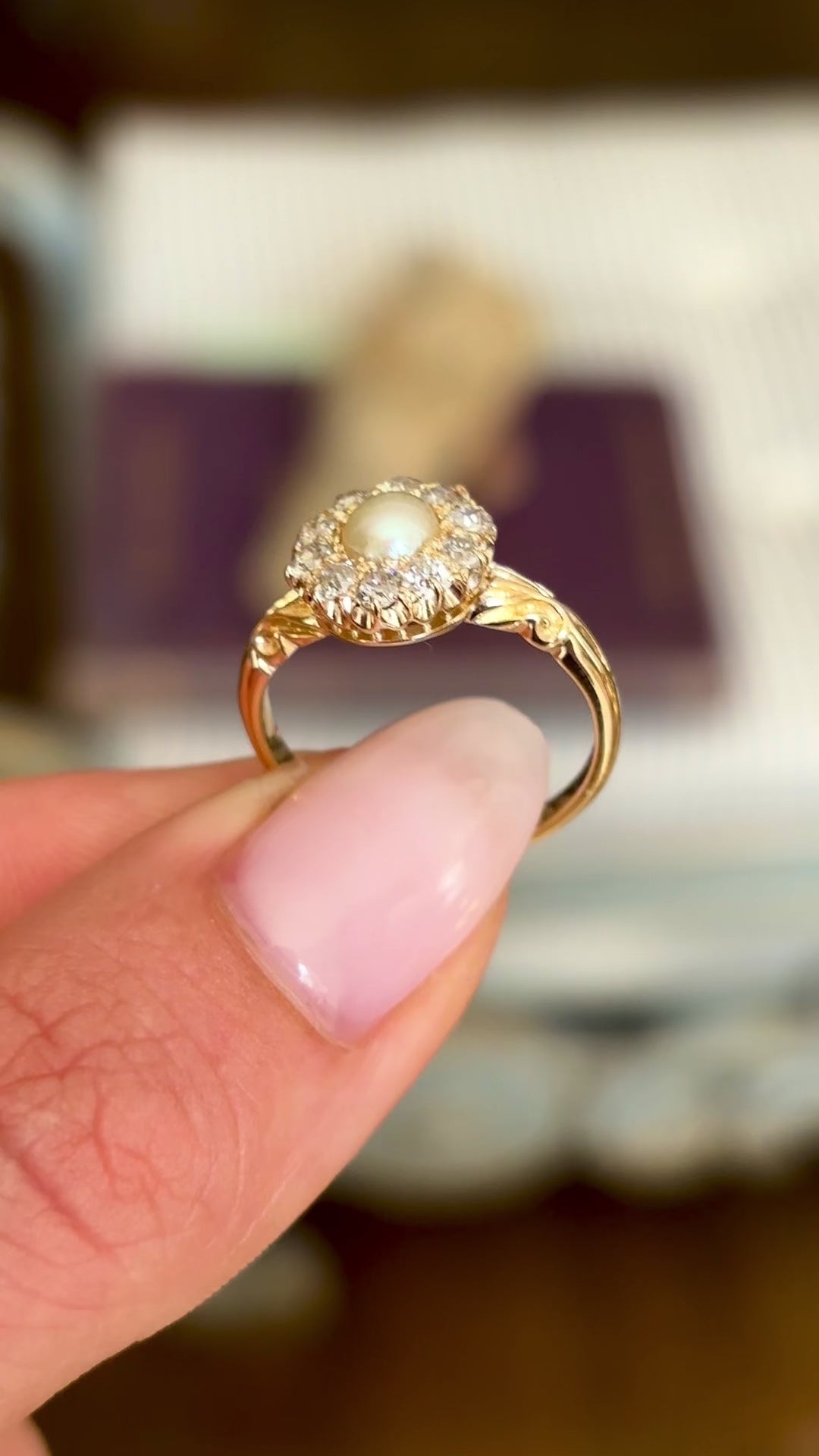 Antique, Edwardian pearl & diamond cluster ring