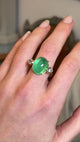 Vintage, 1980s 12ct cabochon emerald & diamond three-stone ring