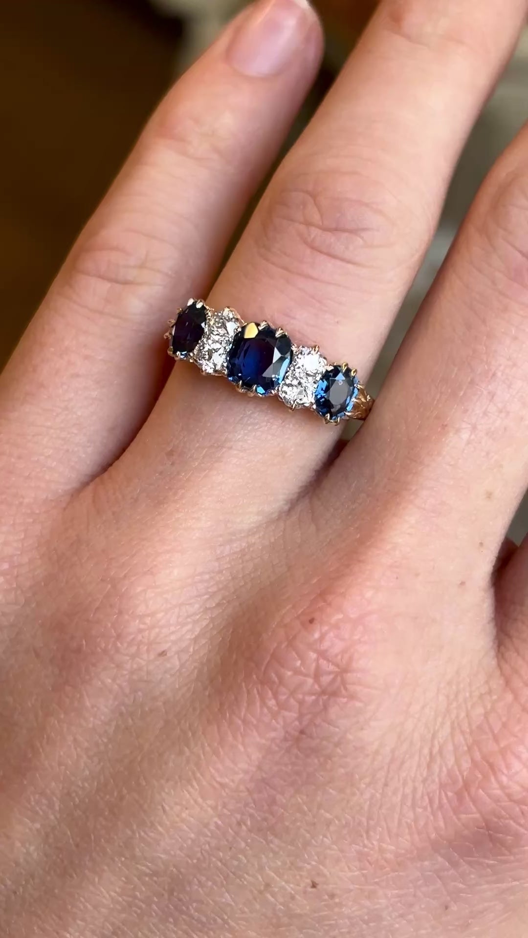Antique, Edwardian sapphire & diamond half-hoop ring