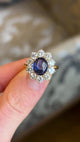 Vintage, 1980s cabochon sapphire & diamond cluster ring