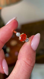 Vintage, 1990s fire opal & diamond three-stone ring