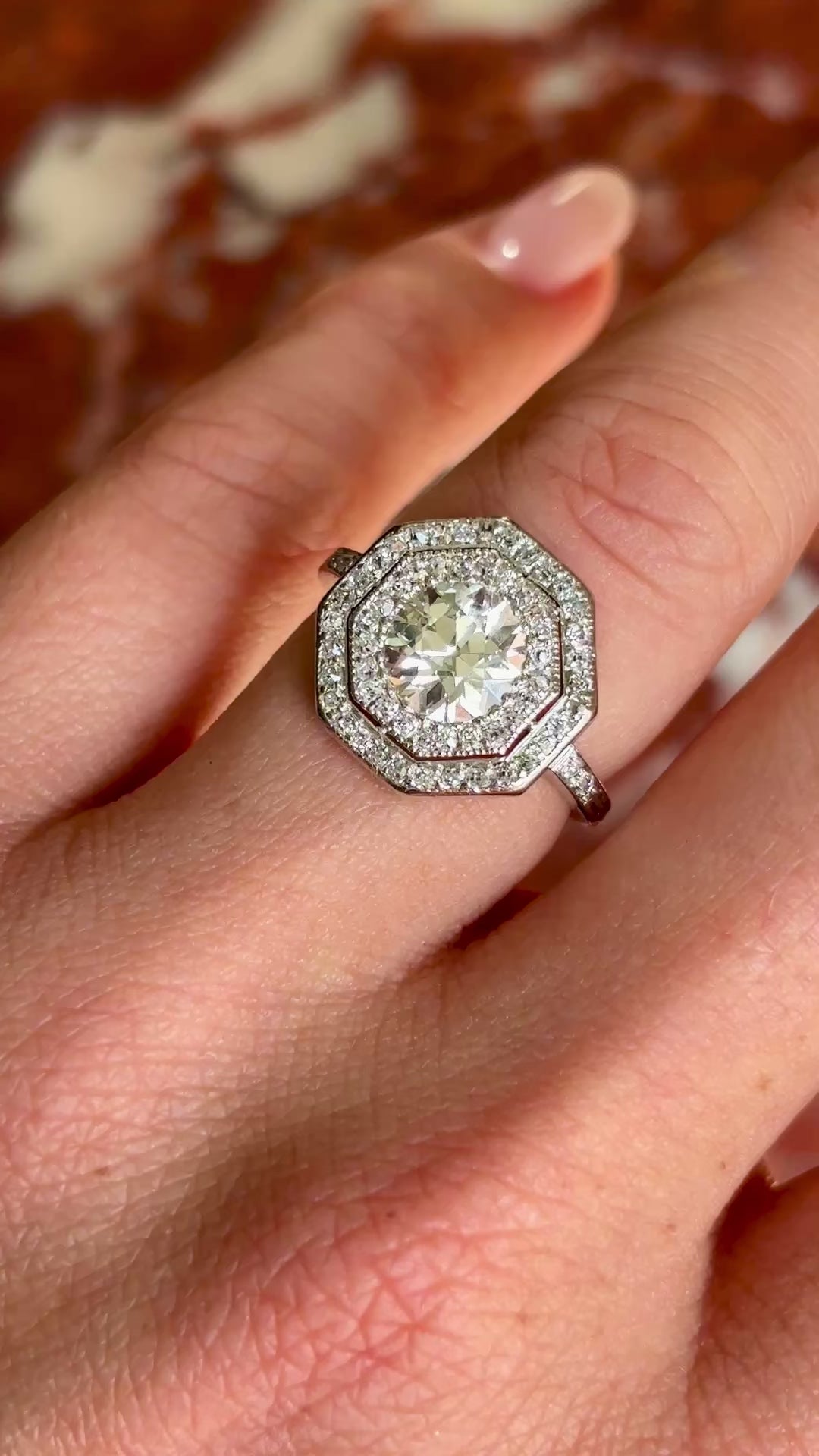 Vintage, Art Deco hexagonal diamond cluster ring