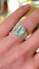 Vintage, 1920s sea green aquamarine cocktail ring
