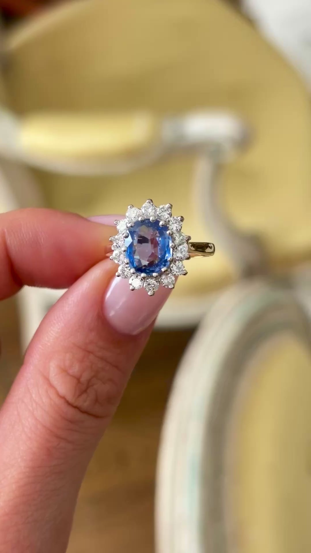 Vintage, 1980s sapphire & diamond cluster ring