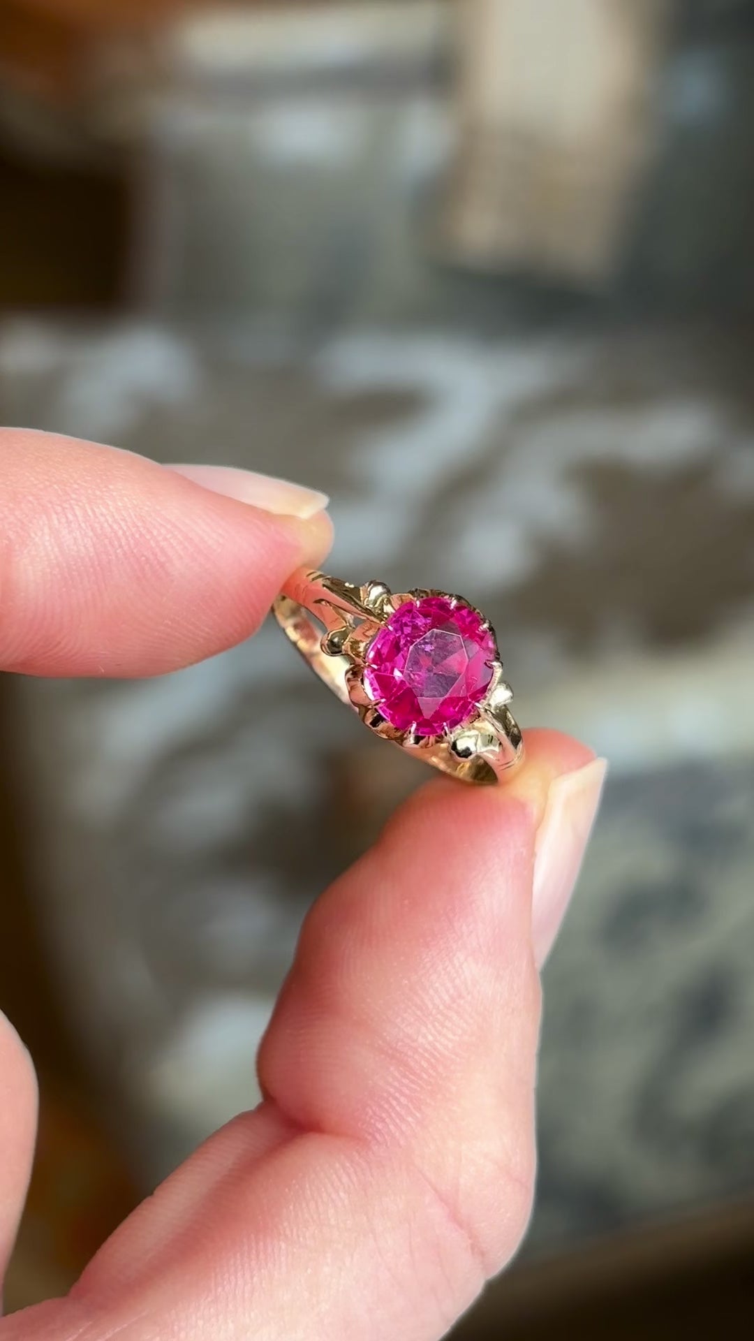 Antique, Edwardian single-stone pink ruby ring