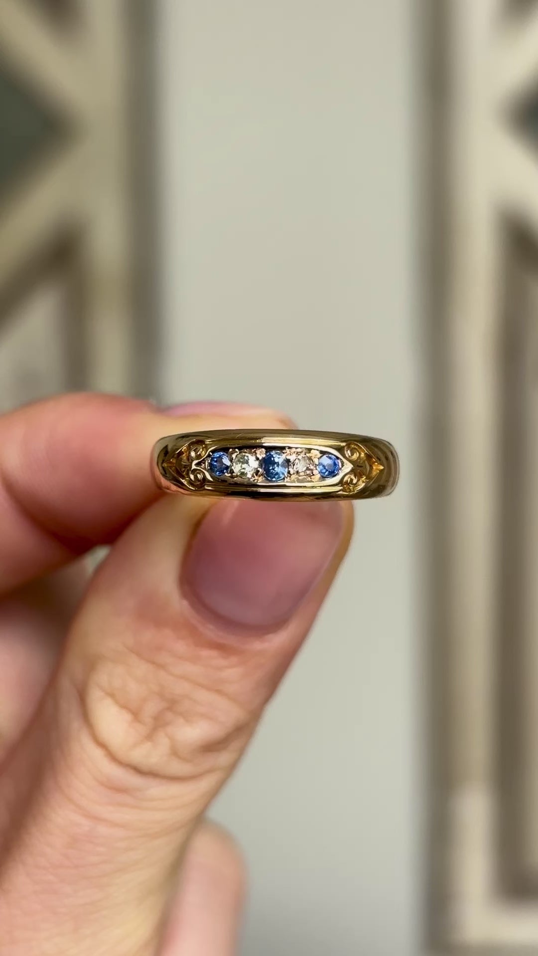 Antique, Victorian sapphire & diamond five-stone ring