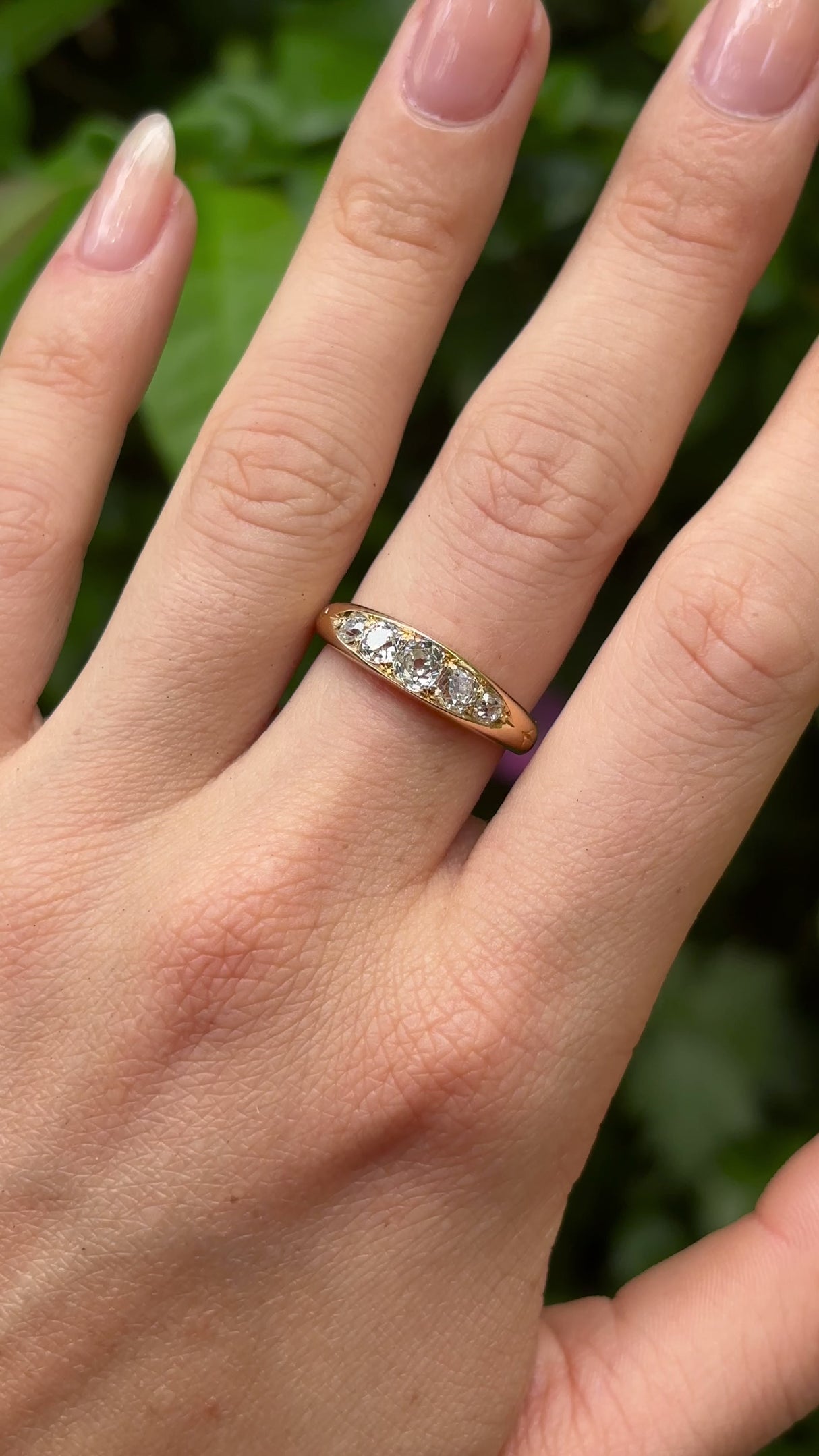 Vintage, 1970s diamond five-stone ring, 18ct yellow gold