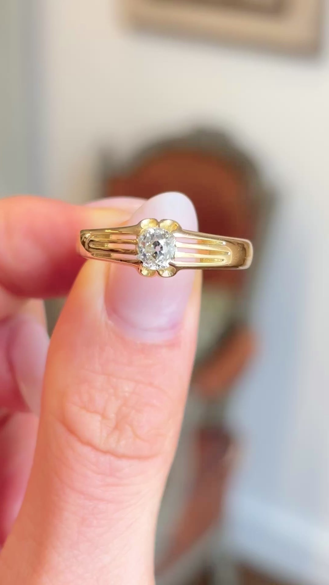 Antique, 1900s diamond solitaire ring